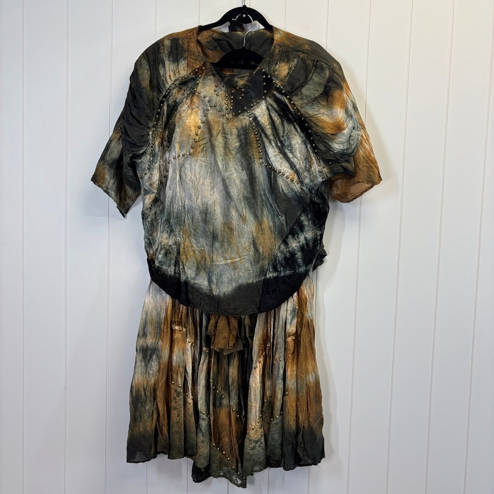 Vintage Amor Boho Hippie Tie Dye 2 Piece Skirt Set Size M Fairy Grunge Festival